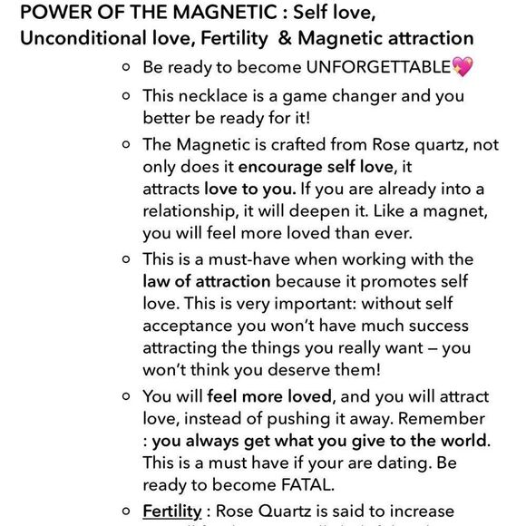 NWT The Crystal Babes Magic Necklace - The Magnetic (Rose Quartz) - Silver - Picture 3 of 3